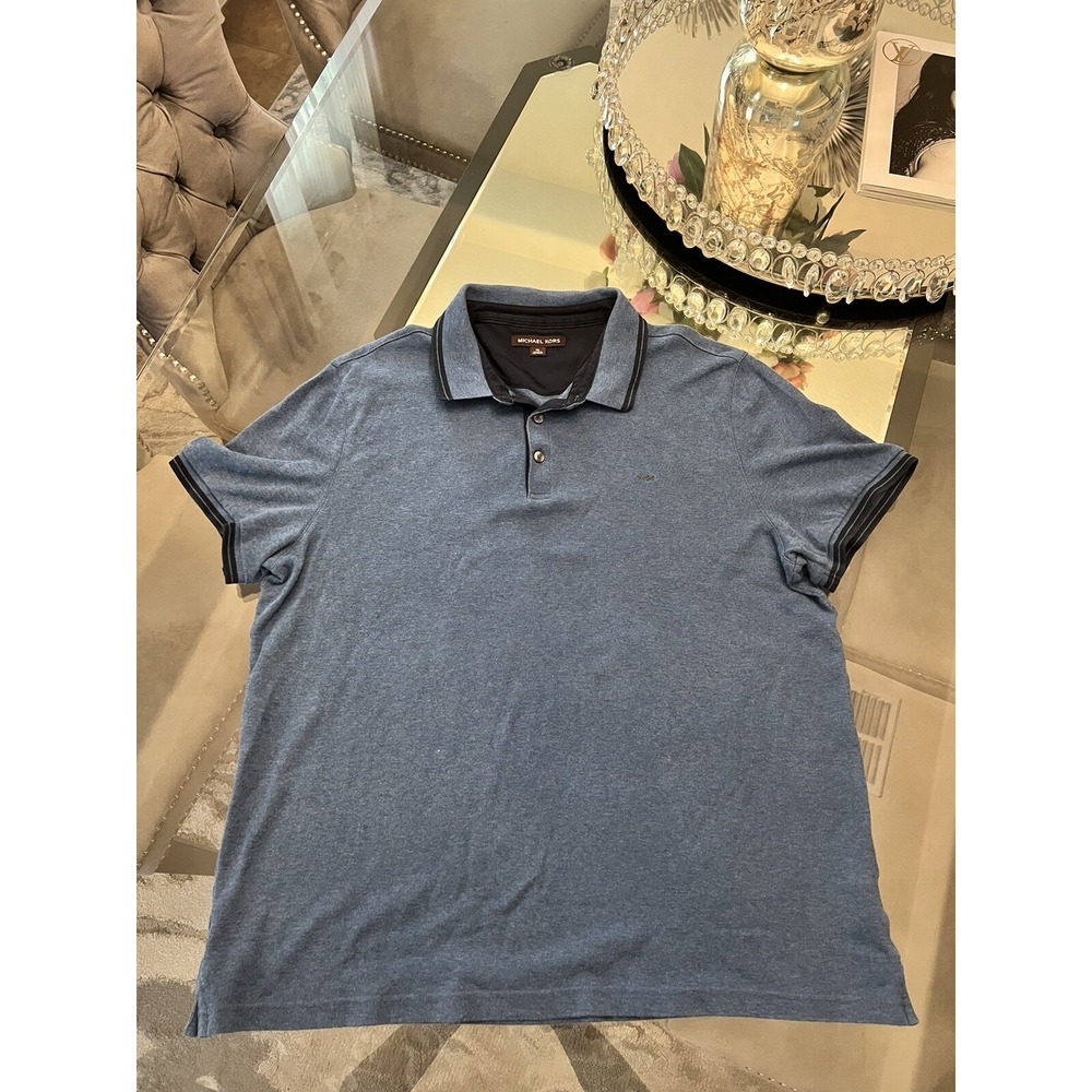 Michael Kors Mens Polo Shirt XL Blue  Short Sleeve Casual